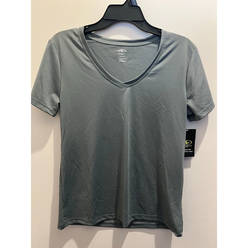 Athletic Works Women's Active Texture Knit V-Neck Tee, Size XS (0-2)